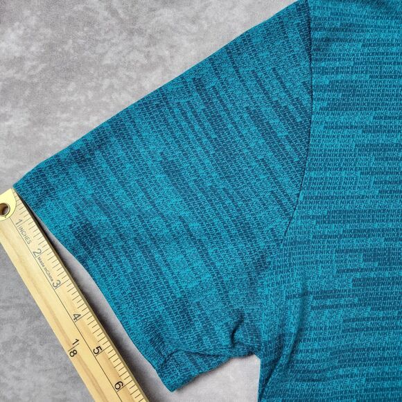 Nike Shirt Mens 2XL Blue Dri Fit Print All Over Stretch Athletic Stretch Crew - Picture 6 of 8